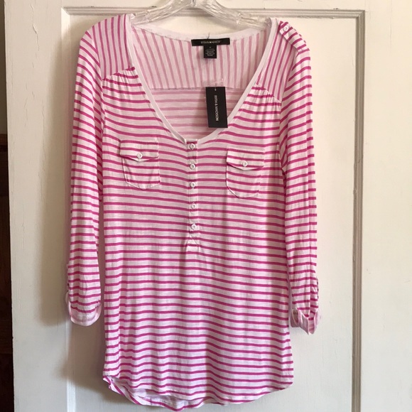 NWT 89th & Madison pink n white striped sailor shirt 👚 perfect with jeans! - Picture 5 of 7